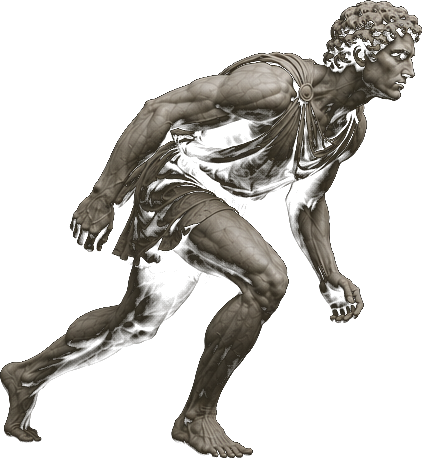 Roman statue crouching forward